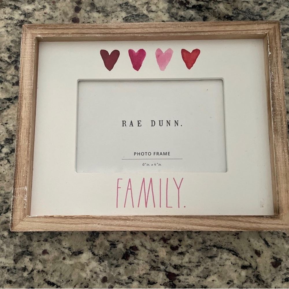 Rae Dunn Heart Accented Family Frame - Red and Pink